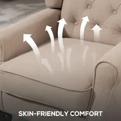 HOMCOM Wingback Accent Chair, Retro Upholstered Button Tufted Occasional Chair for Living Room and Bedroom, Beige - 6