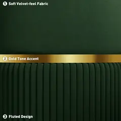 HOMCOM Velvet-Feel Storage Ottoman - Green - 5