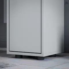 kleankin 180cm Slim Bathroom Cabinet, with Drawer, Shelves and Cupboards - Grey - 9