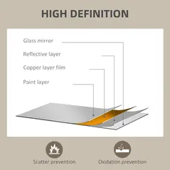 HOMCOM Wall Bathroom Mirror, 70 x 50 cm Wall-Mounted Mirror for Living Room, Bedroom, Hallway, Black - 6