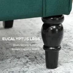 HOMCOM Wingback Accent Chair, Retro Upholstered Button Tufted Occasional Chair for Living Room and Bedroom, Dark Green - 7