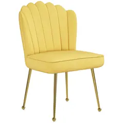 HOMCOM Velvet-Feel Shell Accent Chair - Yellow - 1