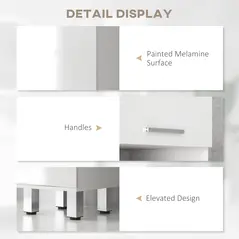 kleankin 71" Tall Slim Bathroom Storage Cabinet, Tall Narrow Cupboard with Drawer, Open Shelves, 2 Doors Cabinets and Adjustable Shelves for Kitchen, Hallway, Living Room, High Gloss White - 6