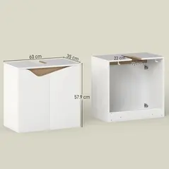 HOMCOM Under Sink Bathroom Cabinet, Bathroom Storage Cabinet with Soft-Close Doors, for Basin without Pedestal, White - 3
