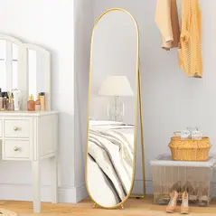 HOMCOM Two-Way Curved Full Length Mirror - Gold Tone - 2
