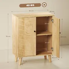 HOMCOM Vintage Storage Cabinet with Double Chevron Doors and Pine Wood Legs, Side Cabinet for Living Room, Kitchen, Bedroom - 3