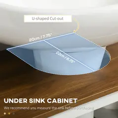 kleankin 2 Piece Bathroom Furniture Set, Tall Bathroom Cabinet with Adjustable Shelves, Under Sink Cabinet with Cupboard and Open Shelf, Ash Wood Effect - 4