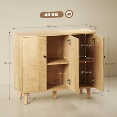 HOMCOM Vintage Sideboard with Chevron Doors and Pine Wood Legs for Living Room, Kitchen - 3