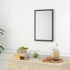 HOMCOM Wall Bathroom Mirror, 60 x 40 cm Wall-Mounted Mirror for Living Room, Bedroom, Hallway, Black - 2
