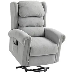 HOMCOM Velvet-Feel Electric Riser Recliner Chair - Grey - 1