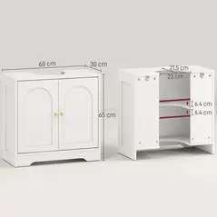 HOMCOM Under Sink Bathroom Cabinet with 2 Arch Doors - White - 3