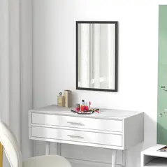 HOMCOM Wall Bathroom Mirror, 60 x 40 cm Wall-Mounted Mirror for Living Room, Bedroom, Hallway, Black - 8