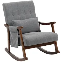 HOMCOM Wood Frame Rocking Accent Chair - Grey - 1