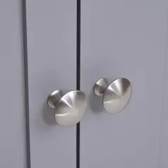 kleankin 60x60cm Under-Sink Storage Cabinet w/ Adjustable Shelf Handles Drain Hole Bathroom Cabinet Space Saver Organizer White and Grey - 8