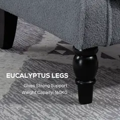 HOMCOM Wingback Accent Chair, Retro Upholstered Button Tufted Occasional Chair for Living Room and Bedroom, Grey - 8