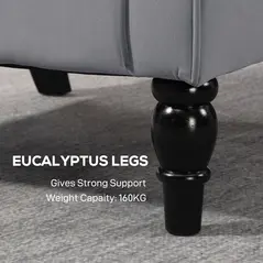 HOMCOM Wingback Accent Chair, Retro Upholstered Button Tufted Occasional Chair for Living Room and Bedroom, Light Grey - 7