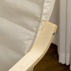 HOMCOM Wooden Armchair, Upholstered Linen Lounge Chair with Adjustable Footrest & Removable Cushion, Poang Chair for Living Room, Cream White - 8