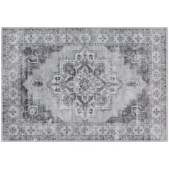 HOMCOM Vintage Area Rug, Non-Slip Washable Rug, Flannel Floor Carpet for Living Room, Bedroom, Dining Room, Home Office, 290 x 200 cm, Grey - 1