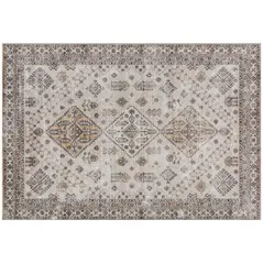 HOMCOM Vintage Area Rug, Non-Slip Washable Rug, Flannel Floor Carpet for Living Room, Bedroom, Dining Room, Home Office, 170 x 120 cm, Beige - 1