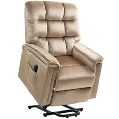 HOMCOM Velvet-Feel Electric Lift Recliner Chair - Brown - 1