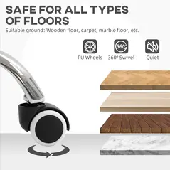 HOMCOM Velvet-Feel Office Chair with Adjustable Height and Wheels - Cream White - 7