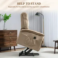 HOMCOM Velvet-Feel Electric Lift Recliner Chair - Brown - 4