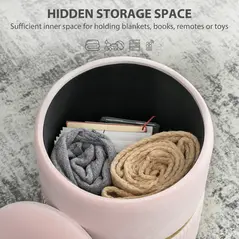 HOMCOM Velvet-Feel Storage Ottoman - Pink - 4