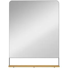 HOMCOM Wall Mirror with Wood Shelf - Black - 1
