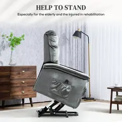 HOMCOM Velvet-Feel Electric Lift Recliner Chair - Dark Grey - 4