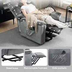 HOMCOM Velvet-Feel Electric Lift Recliner Chair - Dark Grey - 7