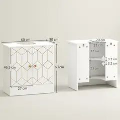 HOMCOM Under Sink Bathroom Cabinet, Under Sink Cabinet with Adjustable Shelf and Open Compartment for Basin with or without Pedestal, 60 x 30 x 60cm, White - 3