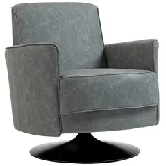 HOMCOM Upholstered Swivel Accent Chair with Thick Padding, Grey - 1