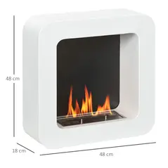 HOMCOM Wall Mounted Ethanol Fireplace, Bioethanol Heater Stove Fire with 1L Tank, 2.5 Hour Burning Time, 48 x 48 cm, White - 3