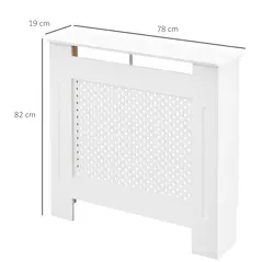 HOMCOM Wooden Radiator Cover Heating Cabinet Modern Home Furniture Grill Style  White Painted (Small) - 3