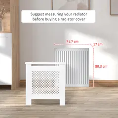 HOMCOM Wooden Radiator Cover Heating Cabinet Modern Home Furniture Grill Style  White Painted (Small) - 7
