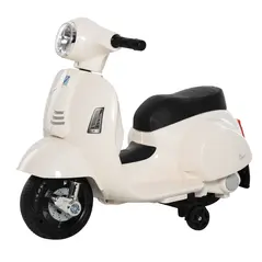 HOMCOM Vespa Licensed 6V Kids Electric Motorbike Ride On Motorcycle  Battery Powered for 18-36 Months with Horn Light White - 1