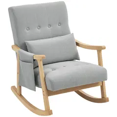 HOMCOM Wood Frame Rocking Accent Chair - Light Grey - 1