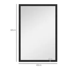HOMCOM Wall Bathroom Mirror, 60 x 40 cm Wall-Mounted Mirror for Living Room, Bedroom, Hallway, Black - 3