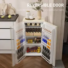 HOMCOM Under Counter Fridge, 91L Small Fridge with Chiller Box, Removable Shelf, Reversible Door, Adjustable Legs, Mini Refrigerator, Beige - 7