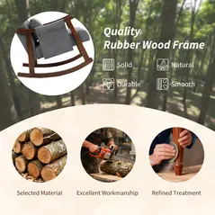 HOMCOM Wood Frame Rocking Accent Chair - Grey - 7