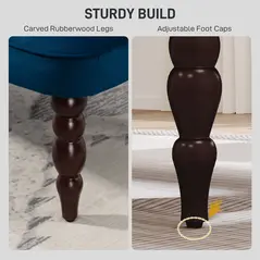 HOMCOM Velvet 2 Seater Sofa, Button Tufted Wingback Loveseat with Rubber Wood Legs for Living Room, Bedroom, Dark Blue - 6