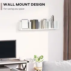 HOMCOM Wall Mount 84 CD / 56 DVD/Blu-ray/ Media Storage Rack 4 Cubes, Wooden Shelf Organiser Unit Bookcase Display, Set of 2, White - 4