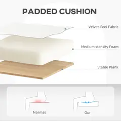 HOMCOM Velvet-Feel Office Chair with Adjustable Height and Wheels - Cream White - 4