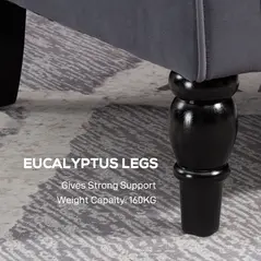 HOMCOM Wingback Accent Chair, Retro Upholstered Button Tufted Occasional Chair for Living Room and Bedroom, Charcoal Grey - 7