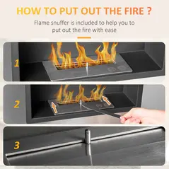 HOMCOM Wall Mounted Ethanol Fireplace, Stainless Steel Bioethanol Heater Stove Fire with 1.2L Tank, 3 Hour Burning Time, 78 x 54 cm, Silver - 5