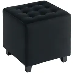 HOMCOM Velvet-Feel Square Ottoman - Grey - 1