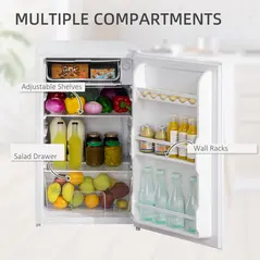 HOMCOM Under Counter Fridge, 91L Small Fridge with Chiller Box, Removable Shelf, Reversible Door, Adjustable Legs, Mini Refrigerator, White - 8