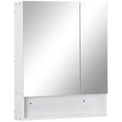 kleankin Bathroom Cabinet with Mirror, Wall Mounted Bathroom Mirror Cabinet with Adjustable Shelf, 2 Doors Storage Cupboard, White - 1