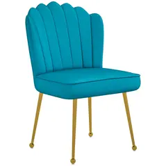 HOMCOM Velvet-Feel Shell Accent Chair - Blue - 1