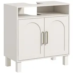 HOMCOM Under Sink Cabinet for Basin without Pedestal - Cream White - 1